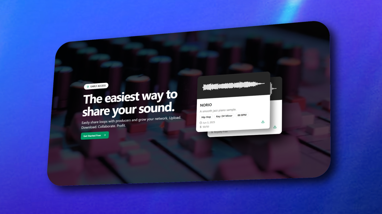 Kyle McLeod's screenshot of the loop sharing app landing page.