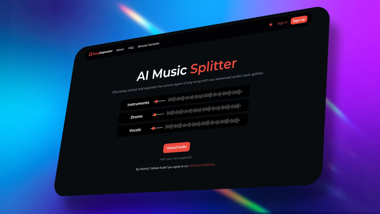 Kyle McLeod's Interface of the Song Separator application