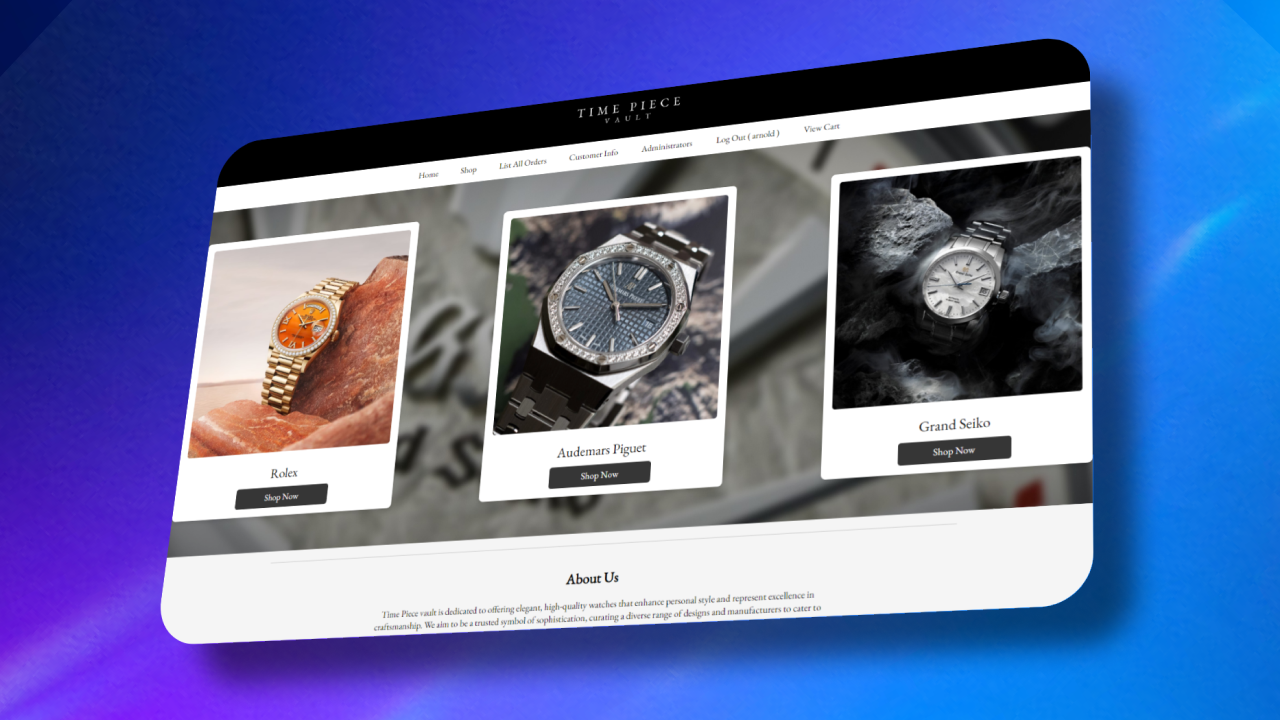 Kyle McLeod's E-commerce website for luxury watches